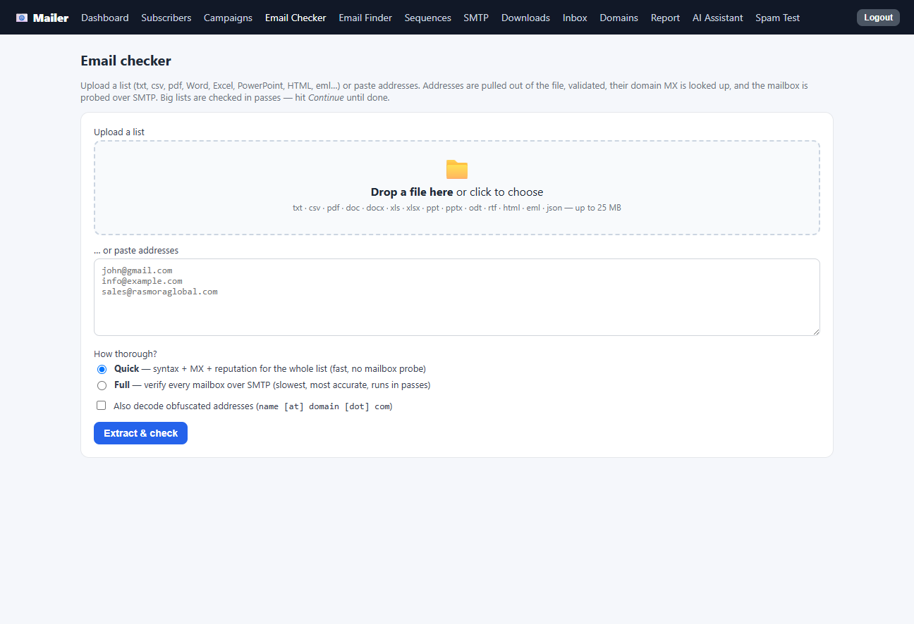 Email verification tool